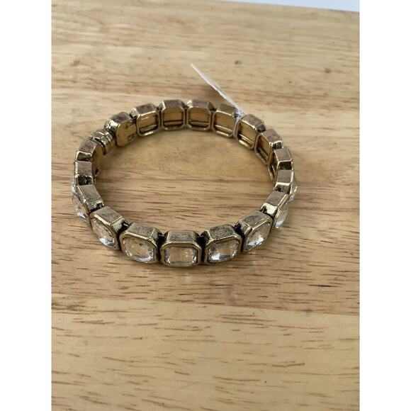Dress Barn Bracelet Gold Tone Crystal Rhinestone Stone Bangle Magnetic Clasp - Picture 6 of 8